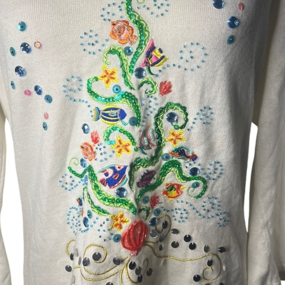 Vintage Tropical Christmas Tree Top - Beaded & Embroidered Jack B Quick M - Picture 3 of 4